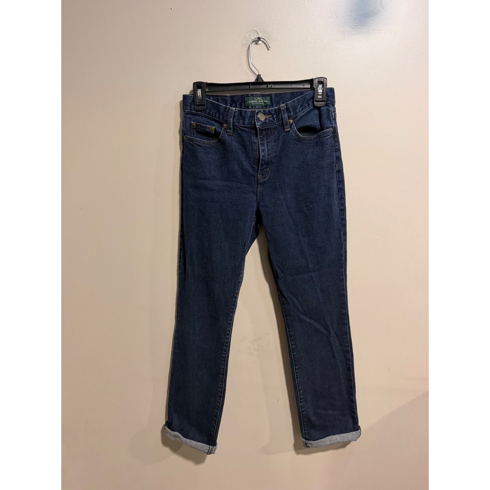 Lauren Ralph Lauren Jeans Co Womens Dark Wash Straight Leg Denim Jeans Size 4